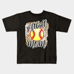 Softball Mom, Leopard Print Gift for Softball Moms Kids T-Shirt